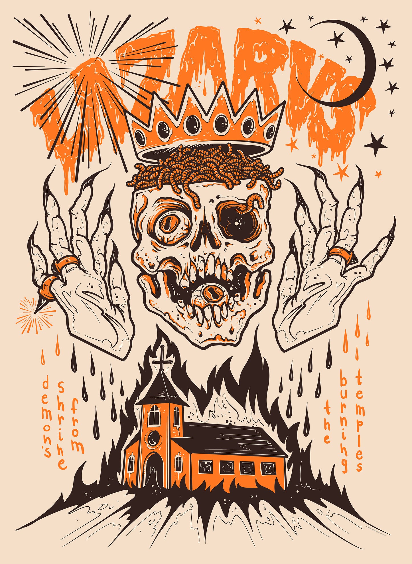 LAZARVS BURNING TEMPLES T-SHIRT WHITE