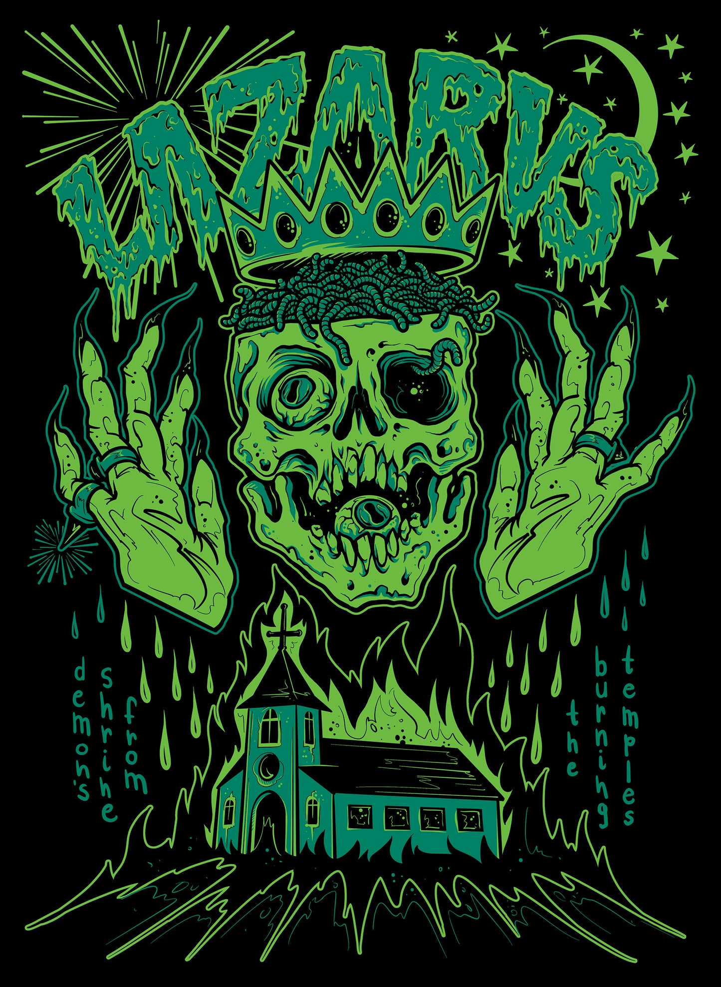 LAZARVS BURNING TEMPLES T-SHIRT BLACK