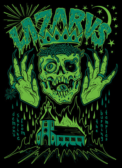 LAZARVS BURNING TEMPLES T-SHIRT BLACK